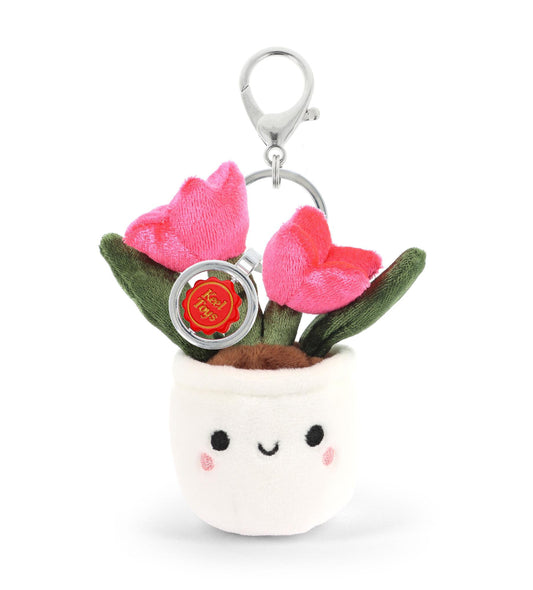 Keeleco Bag Charm Soft Toy Keychain - Pink Tulip - 12cm