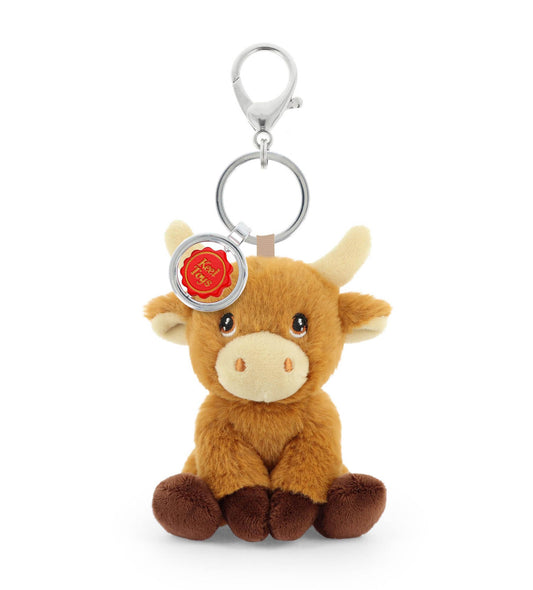 Keeleco Bag Charm Soft Toy Keychain - Highland Cow - 12cm